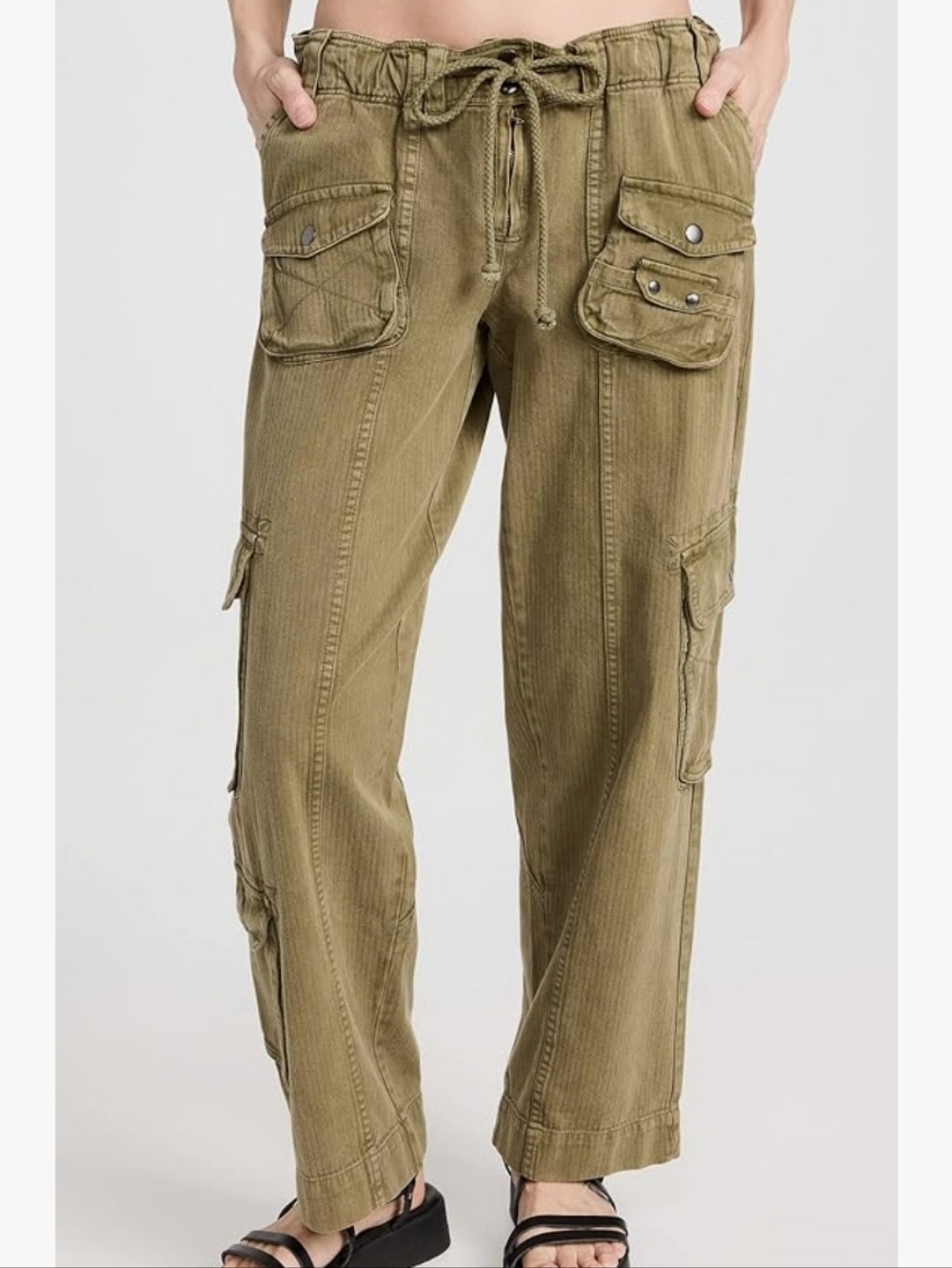Free People  Tahiti Olive Green Cargo Pant- Size Small